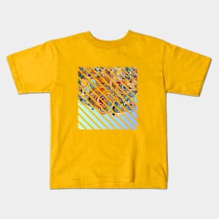 Blue Gradient Floral abstract illustration truck art Kids T-Shirt